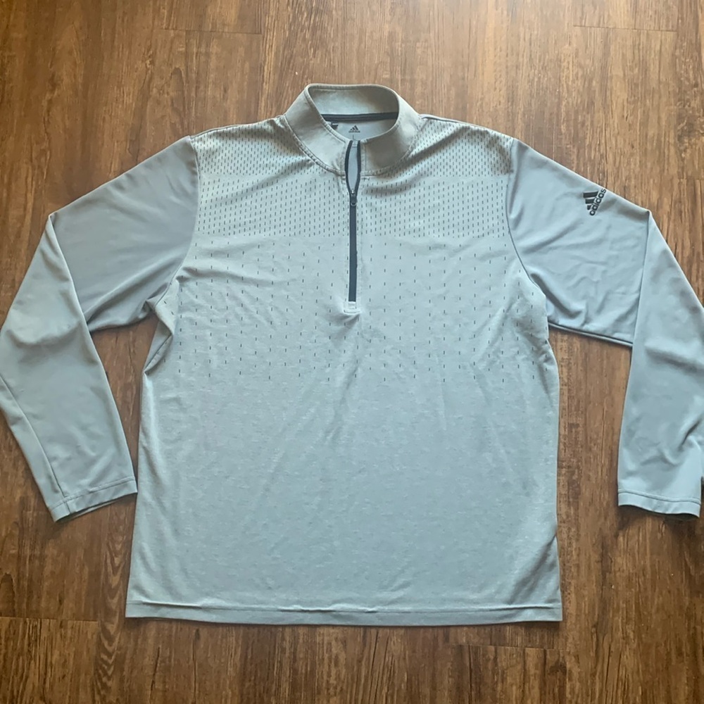 Adidas 1/4 Zip Golf Pullover Top Mock Neck Grey Men’s Large